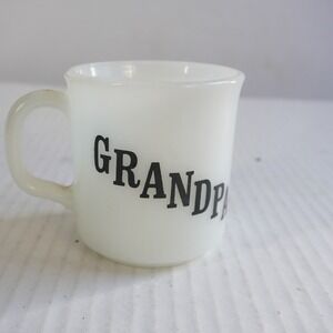 VTG Anchor Hocking Milk Glass Grandpa Coffee Mug Sentimental Gift Grandad